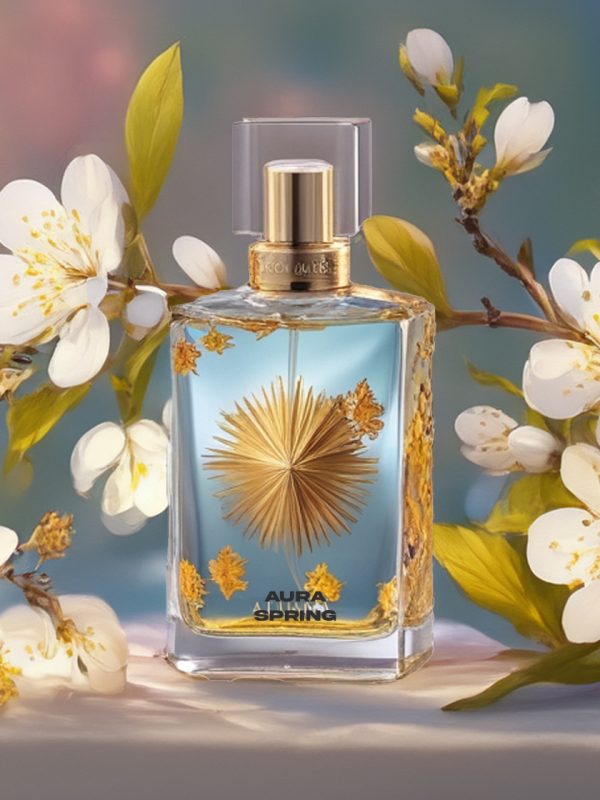 Le parfum Printemps Femme My Aura, dans son flacon raffiné, offre une fragrance florale et ensoleillée, parfaite pour célébrer le renouveau de la saison printanière.